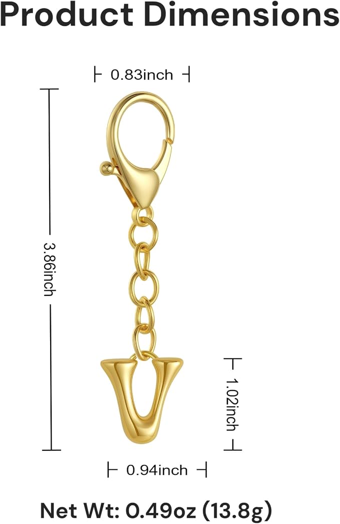 Bubble Gold Letter Bag Charms for Women, Cute Initial Keychain for Handbags - Image 5