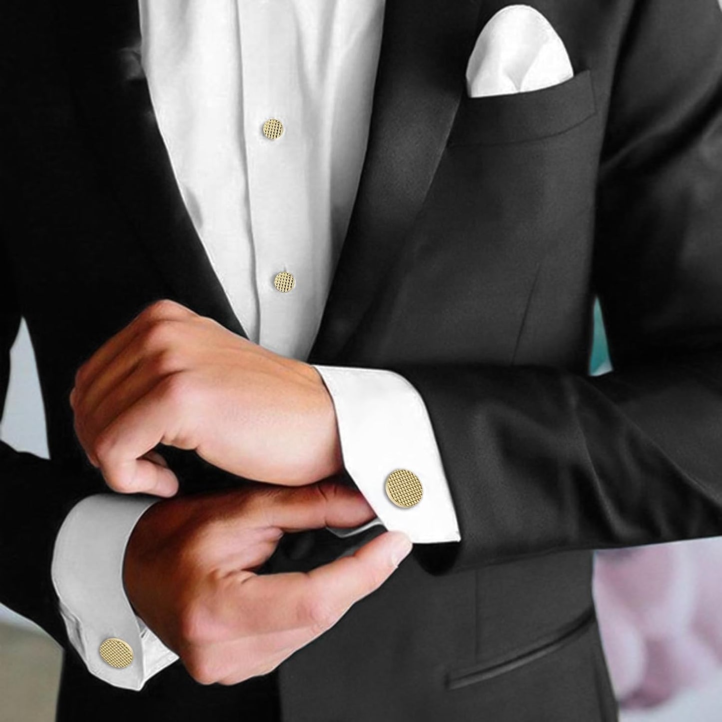 HAWSON Silver/Gold Cufflinks for Men with Tuxedo Shirt Studs,Men Accessories Jewelry with Gift Box,Gifts for Family,Best Friend on Wedding Business Birthday Anniversary