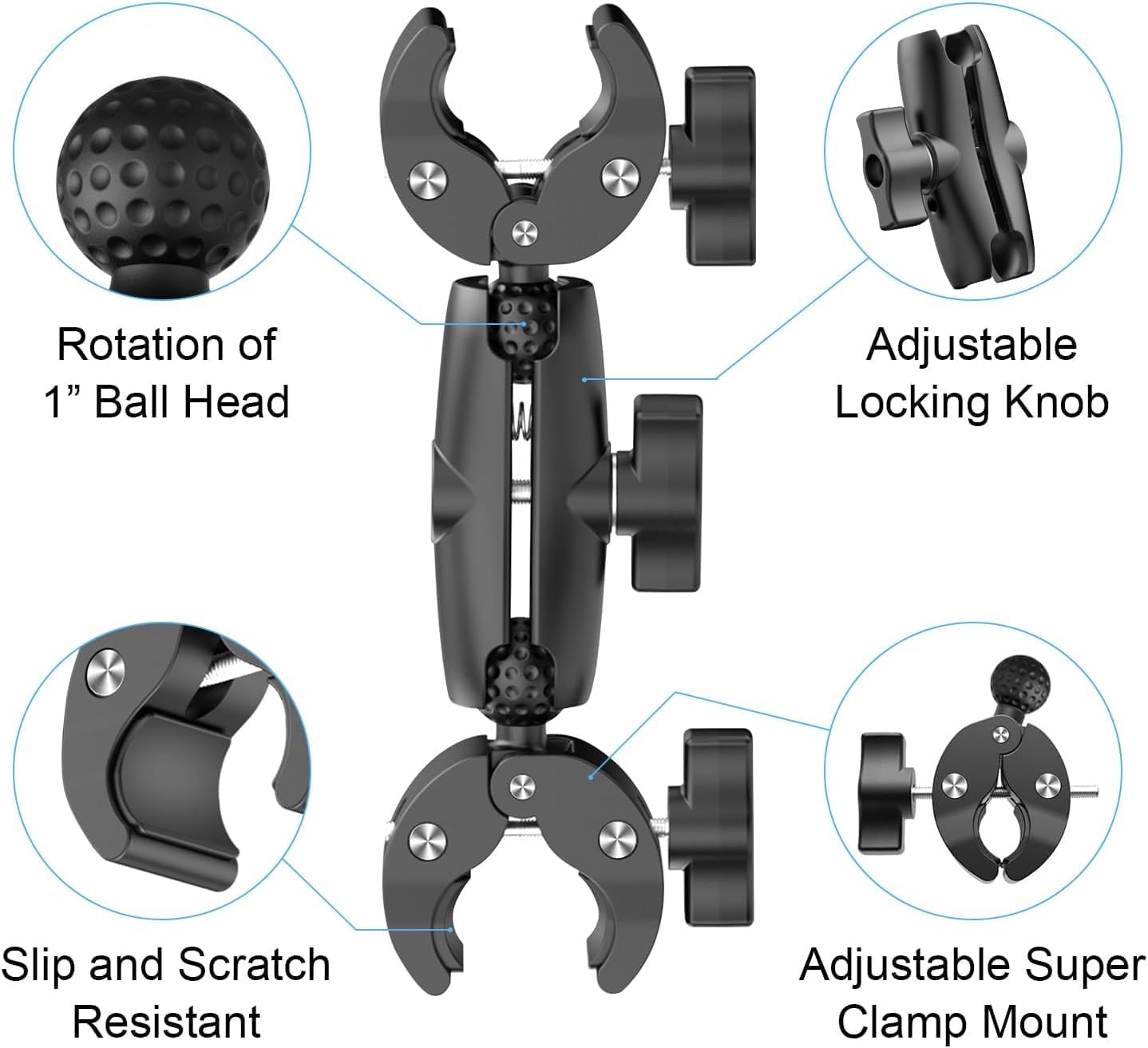 2 Pcs SuperClamp Double Camera Clamp with Dual Mount Bracket and Magic Arm Ball Head - Versatile Photography Accessory for Light Stands, Reflectors, Umbrellas, Tripods, and Tables