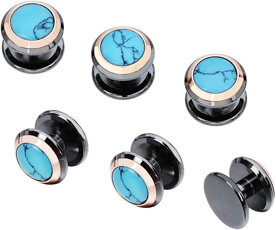 HAWSON Cufflinks and Studs for Men-Fashion Men Vintage Enamel Carbon Fiber Tuxedo Shirt Cufflinks and Studs Set for Regular Wedding Business Accessories