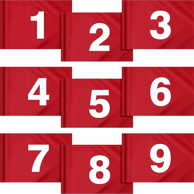 9 Pieces Large Numbered Golf Flags by Oudain