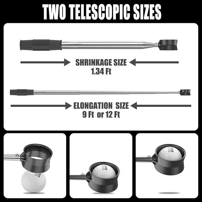 9ft/12ft Water Telescopic Golf Ball Retriever，Classic and Durable Stainless - Image 6