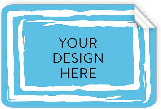 100 Custom Vinyl Stickers - Upload Your own Image, Text, Design, Logo - Personalized Logo Labels for Handmade, Packaging, Bottle, Jars, Candle, Brand Stickers (Blue Swirls, 5x3)