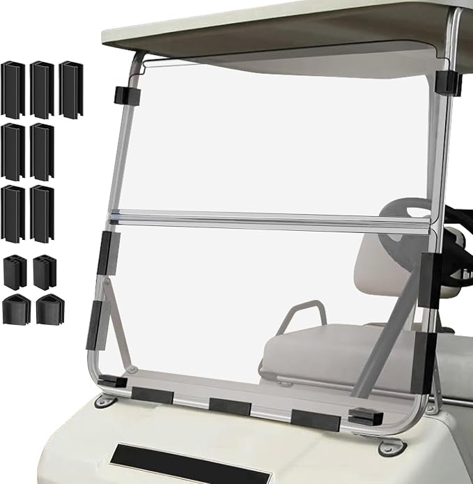 Golf Cart Foldable Windshield 3/16" Only Fits 1982-2000 Club Car DS 1"×1" by Cartalia