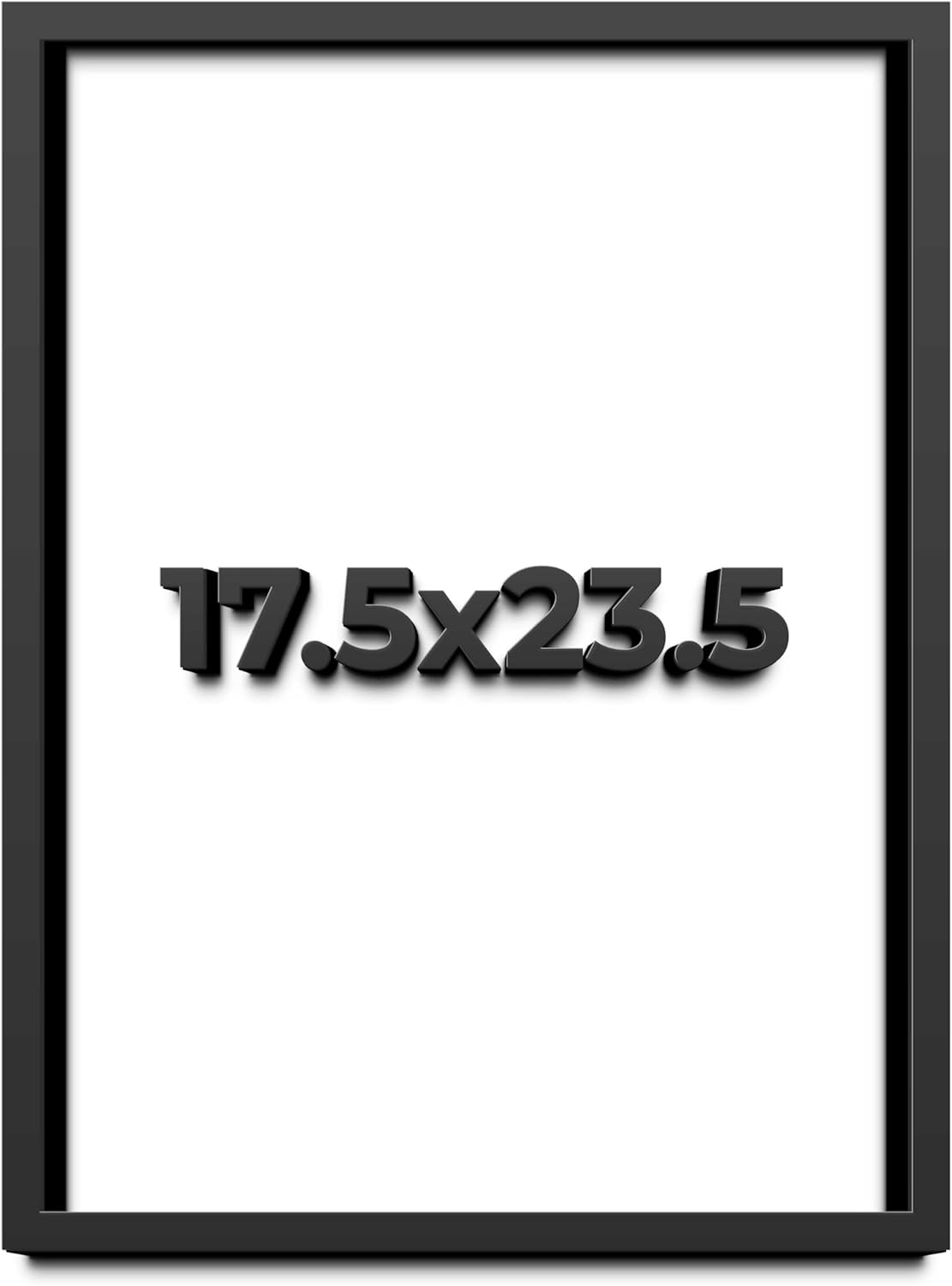 17.5x23.5 Shadow Box Black Solid Wood Display Frame with White Acid-Free Backing UV Acrylic & Hanging Hardware - with 3/4" Usable Depth
