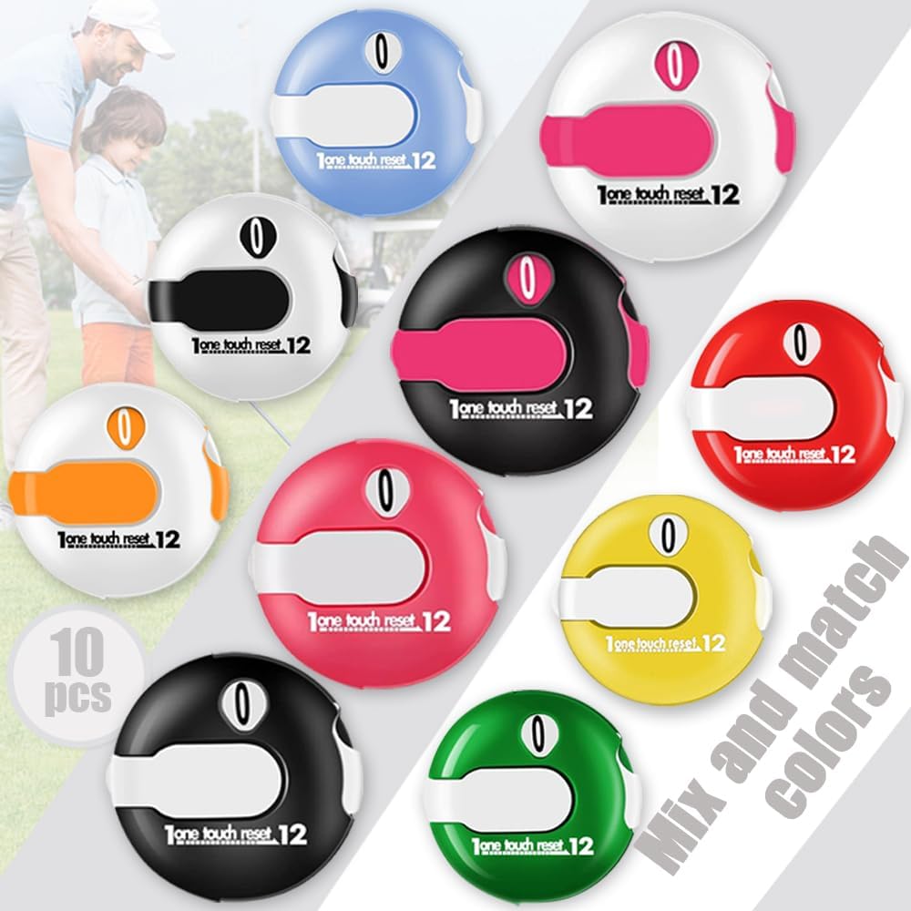 10 pcs Golf Score Counter Compact Golf Score Tracker Set of 10 Multi-Colored Mini Stroke Counters for Easy Scoring on The Green