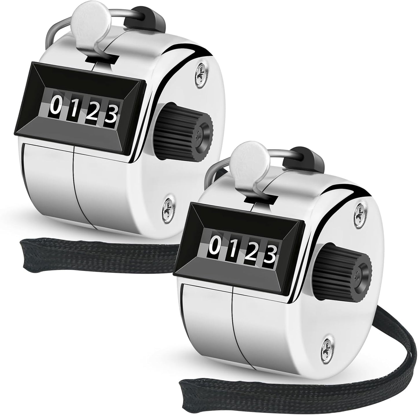 2 Pcs Clicker Counter, Hand Tally Counter with Large Display - Mechanical Pitch Counter Clicker for Baseball, Inventory, People Counting, Events, Gym Reps(Silver)