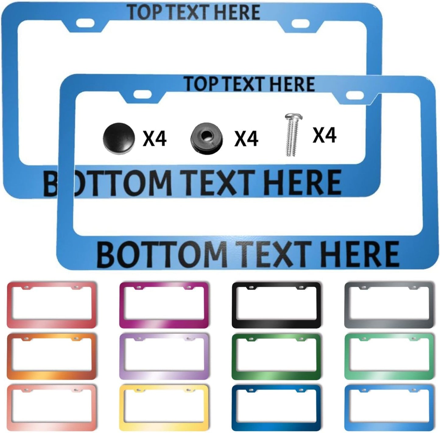 2 Pack Custom Personalized License Plate Frame Customized Car Tag Frames for Women Men with Screw Caps,12"x6",2 Holes