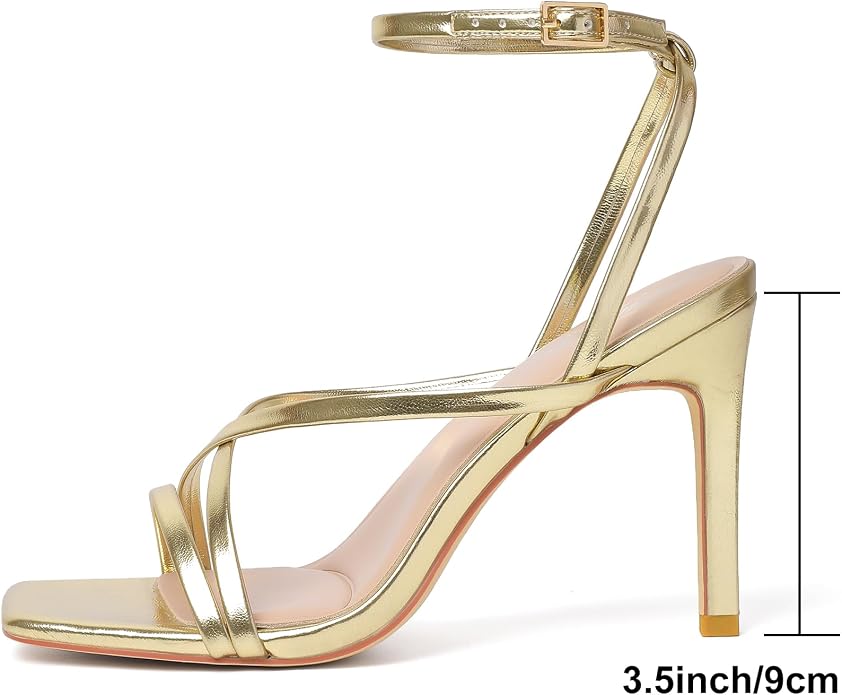 Mostrin Strappy Heels for Women Square Open Toe Lace Up Heeled Sandals Ankle - Image 2