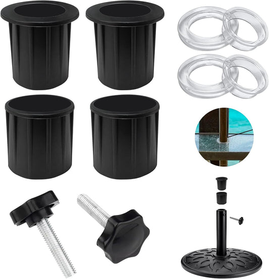 8 Pieces Patio Umbrella Replacement Parts Kit Patio Table Umbrella Hole Ring Plug Cover and Cap Umbrella Stand Base Screw Umbrella Pole Cap (8PCS)