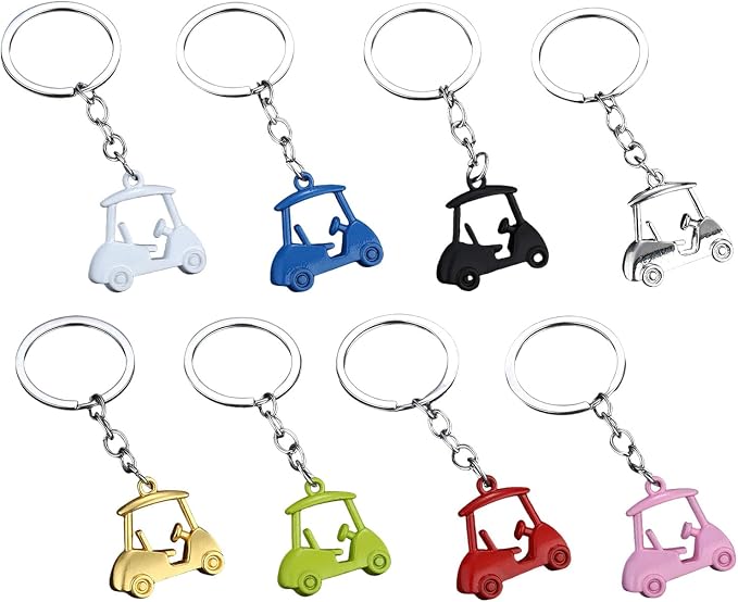 Pack Of 2 Zincs Alloy Realistic Golf Cart Keychains Golf Themed Holder - Image 8
