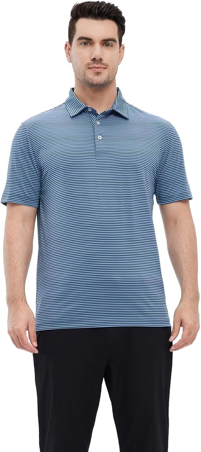 Golf Shirts for Men Dry Fit Short Sleeve Print Performance Moisture Wicking - Image 2