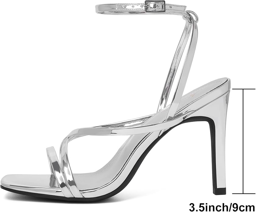 Mostrin Strappy Heels for Women Square Open Toe Lace Up Heeled Sandals Ankle - Image 2