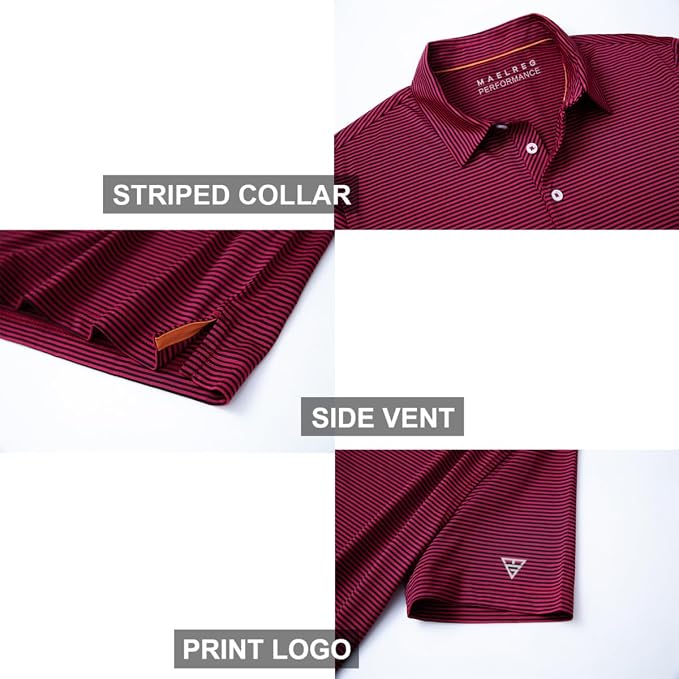 Golf Shirts for Men Dry Fit Short Sleeve Print Performance Moisture Wicking - Image 4