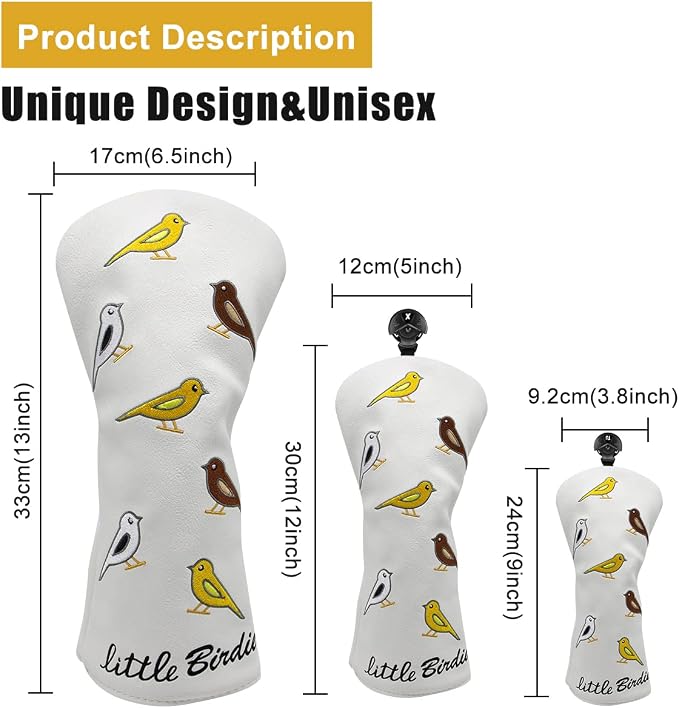 Golf Club Head Covers Birdie Driver Headcovers Fairway Wood Covers Hybrid Cover - Image 6