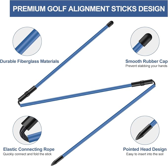 Golf Alignment Sticks 2 Pack, Golf Alignment Rods Upgraded 48" Collapsible Golf - Image 3