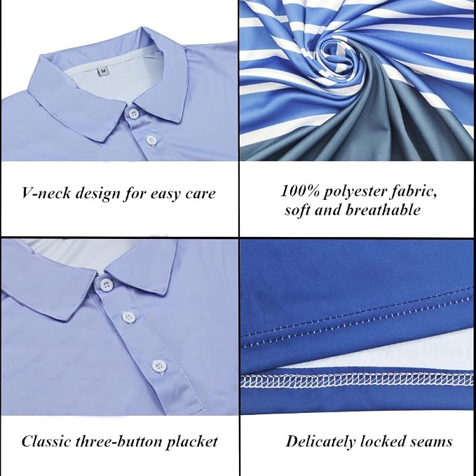 Men's Long Sleeve Golf Shirt Quick Dry 3 Button Work Fishing Outdoor Casual - Image 5