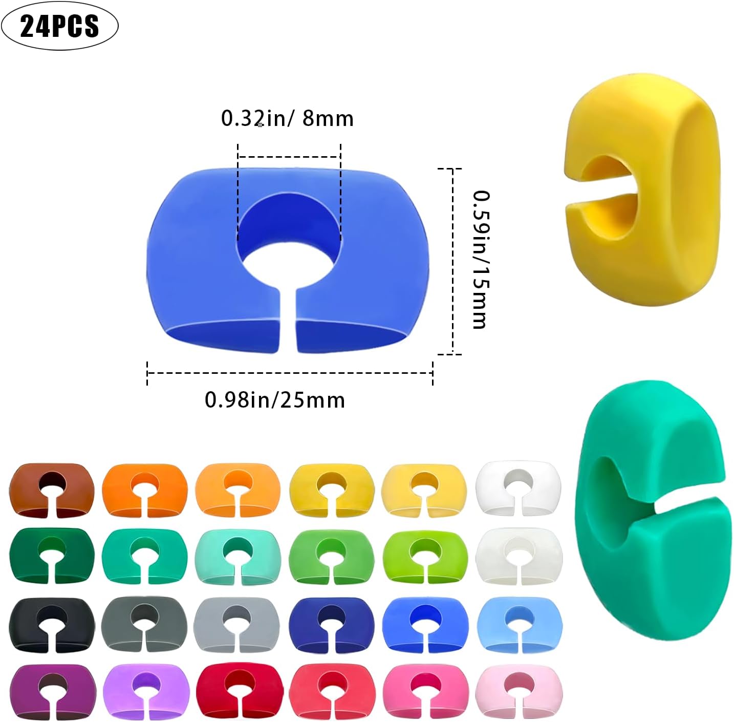 24PCS Wine Glass Markers Charms, Reusable Silicone Drink Tags for Wine Glasses, Champagne, Cocktails & Beer Bottles, Colorful Cup Identifiers for Bar, Party, Wedding, Birthday & Home Entertaining(colorful)