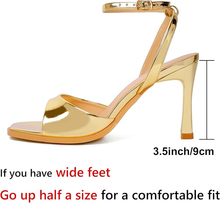 Mostrin Strappy Heels for Women Square Open Toe Lace Up Heeled Sandals Ankle - Image 2