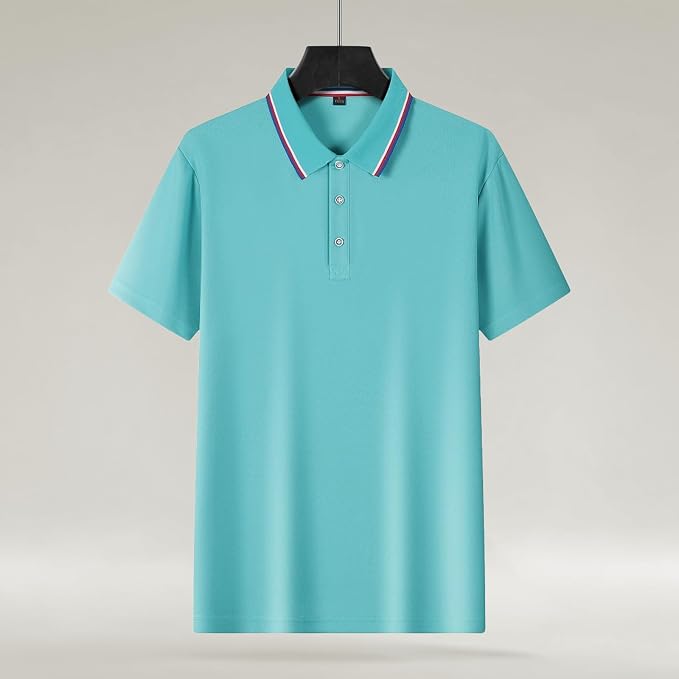 Polo Shirts for Men Dressy Casual Button Collared Golf T Shirt Classic Solid - Image 2