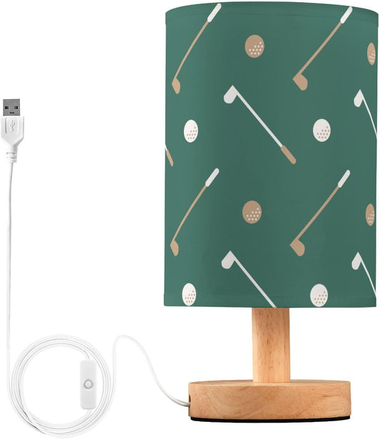 Bedroom Lamp Golf Club and Golf Ball Bedside Table Lamp with USB Port Desk Light LED Night Light for Nightstand