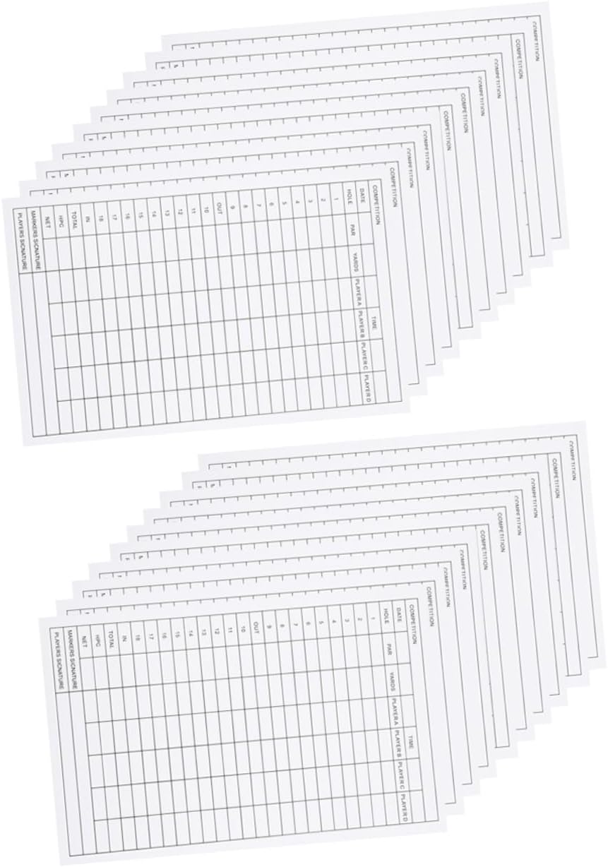 20pcs Golf Scorecards Coated Paper Score Sheets Portable Double-Sided Design for Easy Recording for Competitions and Essential Golf Course Accessory