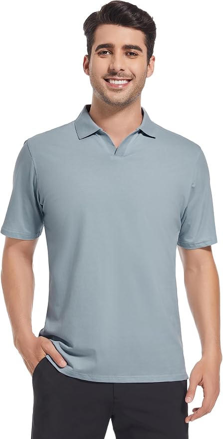 Esabel.C Jacquard Golf Shirts for Men Moisture Wicking Short Sleeve Performance - Image 2