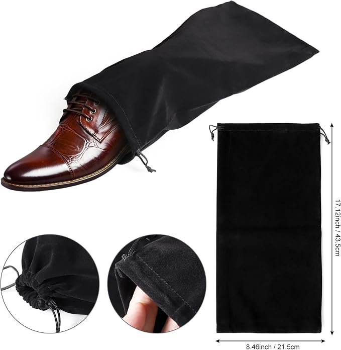 hoe Dust Bags, 4 Pack Black Duster Flannel Single Shoe Pouch - Image 2