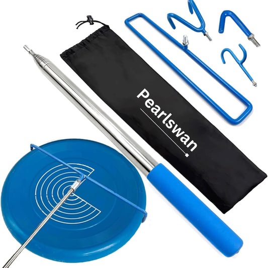 4-in-1 Extendable Disc Golf Retriever Pole – 16ft Heavy-Duty Telescopic Disc Catcher Stick with Dual Steel Hooks & Carry Bag – Rescue Discs from Trees, Lakes, Fences & Thick Brush