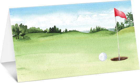 100 Pcs Golf Themed Table Place Card Half-fold Tent Style Reception Place Cards Golf Sports Food Labels for Birthday Party Baby Shower