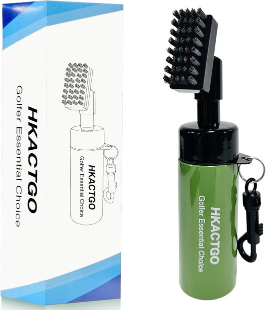 Golf Club Cleaner Brush with Spray Bottle, Holds 5 oz Water Portable Golf Cleaning Tool Gadgets and Groove Cleaner Kits That,Greener