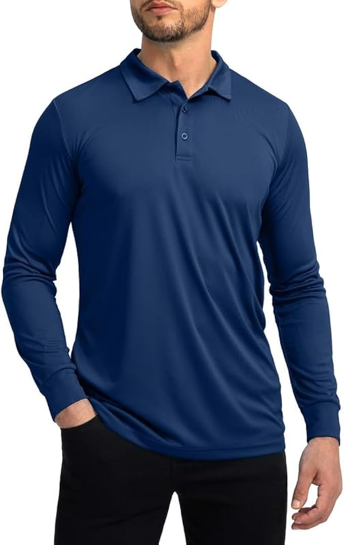 Men's Polo Shirt Long Sleeve Golf Shirts Lightweight UPF 50+ Sun Protection by GGradual