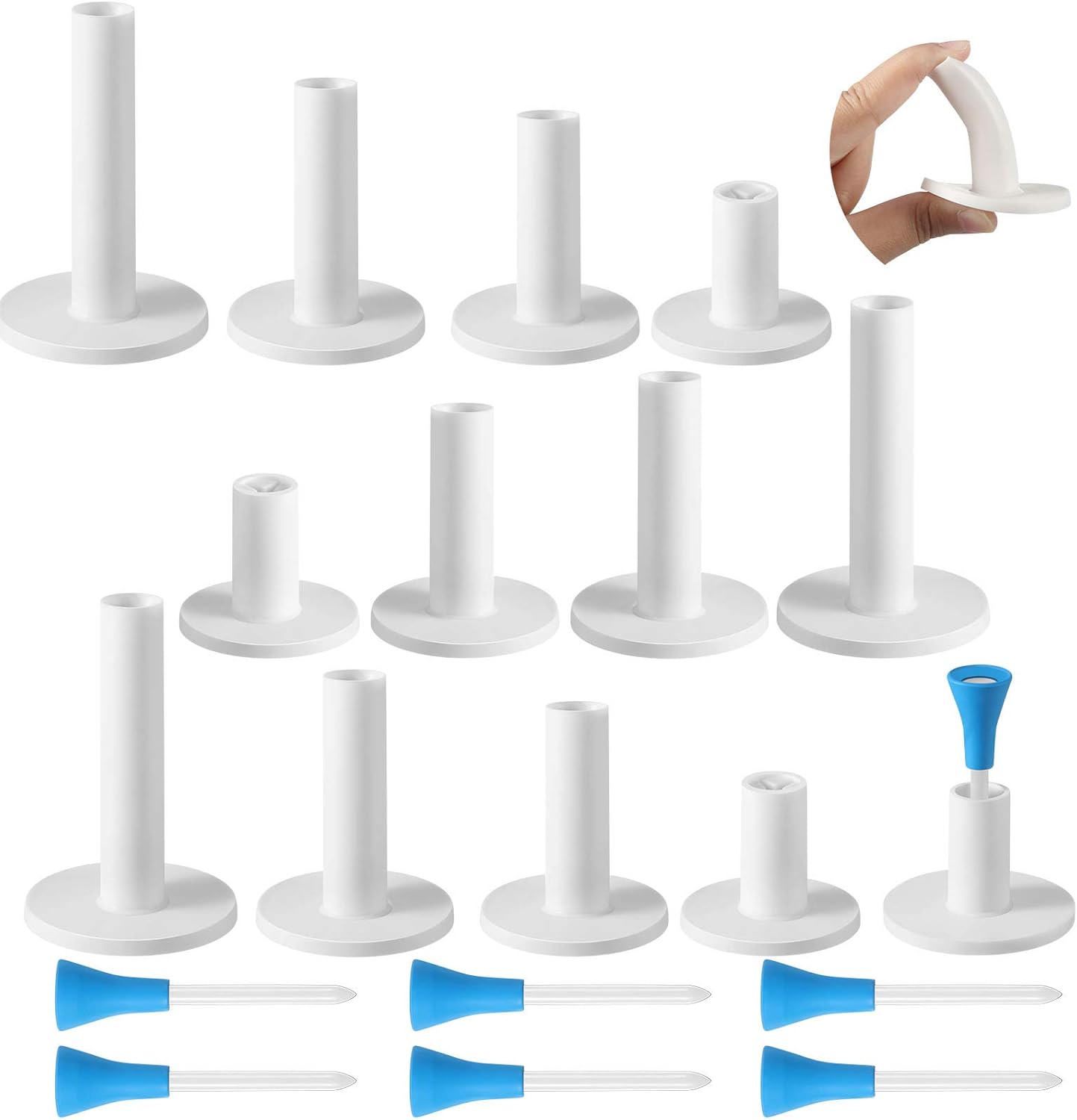 12 Pieces Golf Range Tees Set Rubber Golf Tees for Mats Driving Range 6 Pieces for Practice Mat Mixed Size