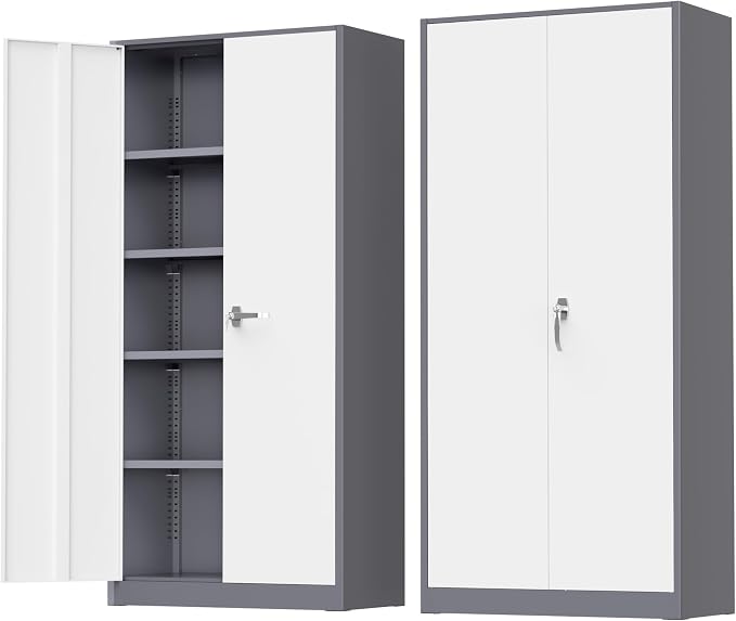 Greenvelly Metal Garage Storage Cabinet, 72” Steel Locking Storage Cabinet by Greenvelly