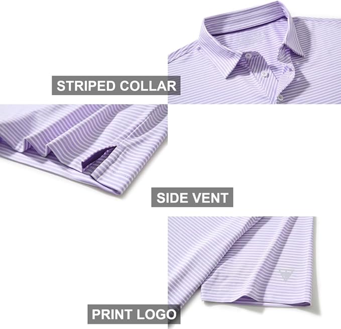 Golf Shirts for Men Dry Fit Short Sleeve Print Performance Moisture Wicking - Image 4
