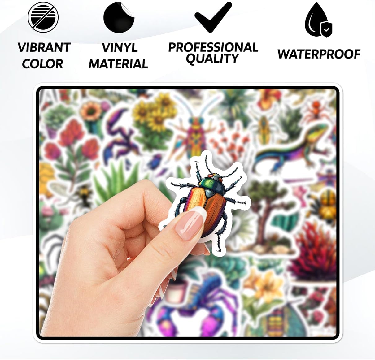 108 PCS Reptile Stickers, Colorful Vinyl Decals for Journals, Scrapbooks, Laptops, Water Bottles, Nature Themed Party Favors and Decorations, Waterproof and Durable Animal