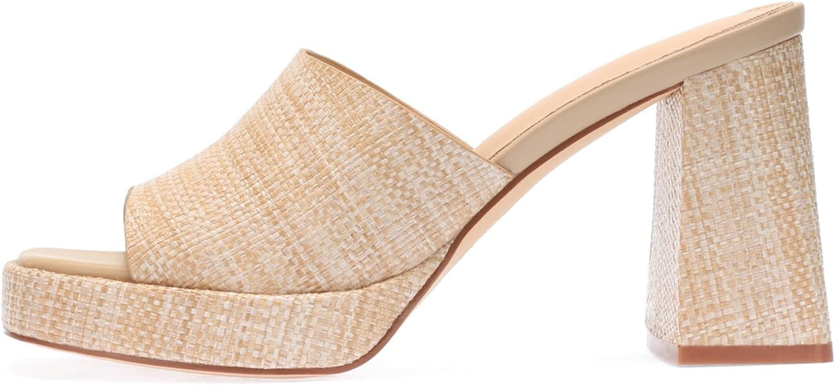 Monrovia Womens Sandals Heels for Women Slide On Block Chunky Platform High - Image 5