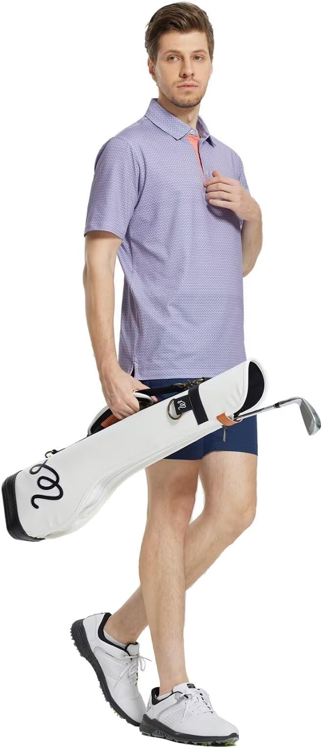 M MAELREG Mens Golf Shirt Short Sleeve Dry Fit Print Moisture Wicking - Image 3