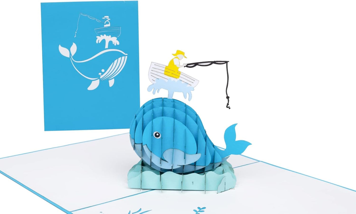 iGifts And Cards Fisherman & Whale Pop-Up Greeting Card, 6" x 8" – Stunning 3D Marine Design for Fishermen, Ocean Lovers, Birthdays, Anniversaries, Retirements, and Nautical-Themed Surprise, with Envelope