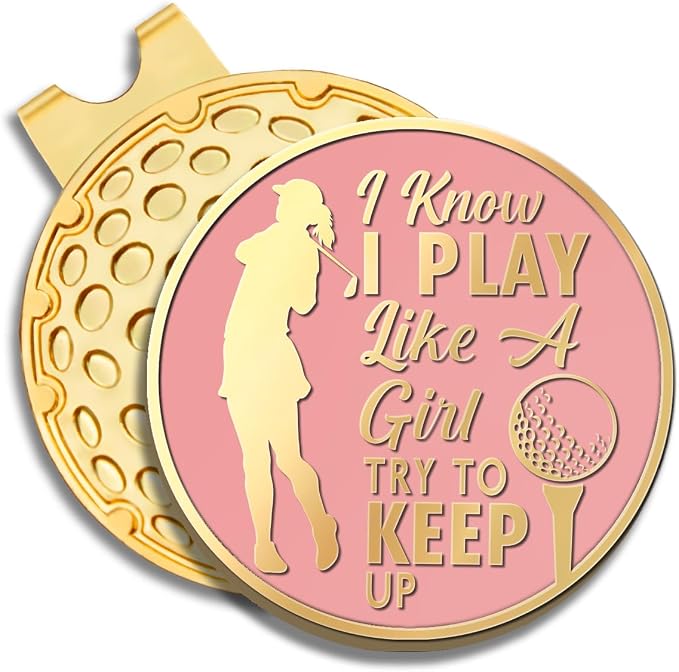 Pink Golfer Ball Marker with Magnetic Hat Clip, Funny Golf Accessories Gifts by GEYGIE