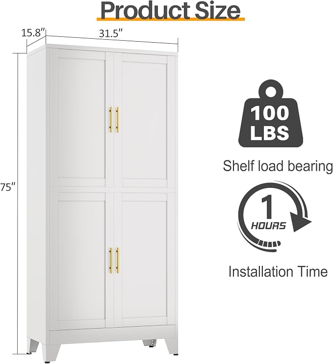 75" H Tall Kitchen Pantry Cabinet, Pantry Storage - Image 2
