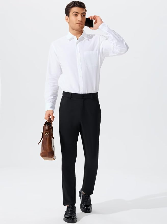 QPNGRP Men's Golf Pants 30"/32"/34" Inseam Lightweight Stretch Work Dress Pants - Image 3