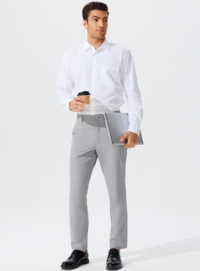 QPNGRP Men's Golf Pants 30"/32"/34" Inseam Lightweight Stretch Work Dress Pants - Image 3