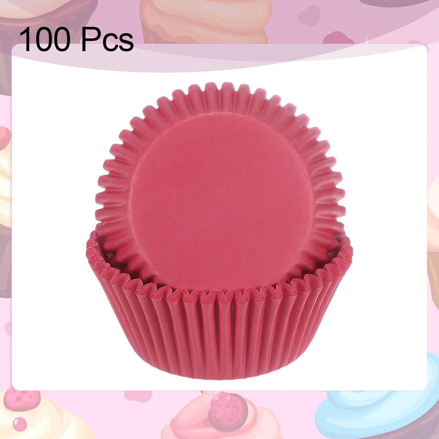 HARFINGTON 100 Count Cupcake Liners Red Cupcake Cups Standard Size Muffins Liners Papers Baking Cups Wrappers Greaseproof for Party Wedding Birthday