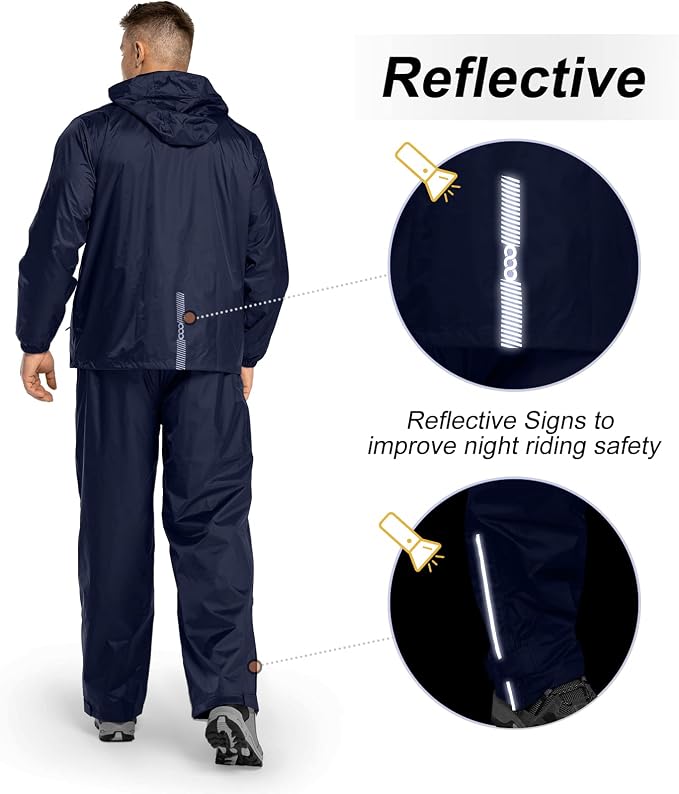 33, 000ft Men's Rain Suit Packable Waterproof Lightweight Rain Gear - Image 5