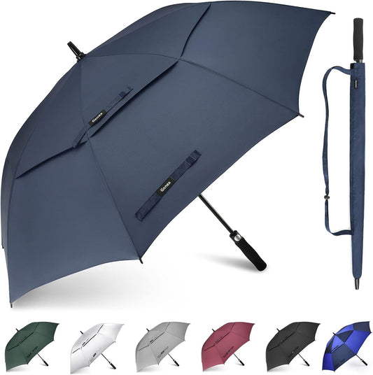 Gonex 54/62/68/72/80 Inch Extra Large Golf Umbrella, Automatic Open Travel Rain Umbrella with Windproof Water Resistant Double Canopy, Oversize Vented Umbrellas for 2-3 Men and UV Protection, Multiple Colors