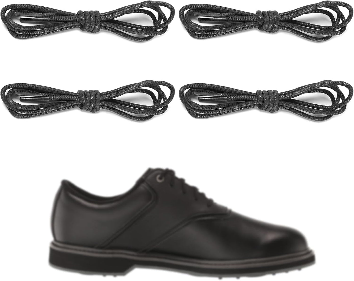2 Pairs Waxed Golf Shoelaces for FootJoy Shoes, 3/32"(2.5mm) Oxford Thin Dress Shoe Laces Replacement Strings