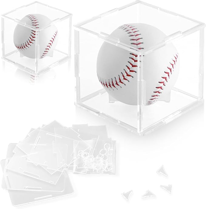 2 Pack Assembled Baseball Display Case, UV-Blocking Acrylic Baseball Holder by PartyZealot