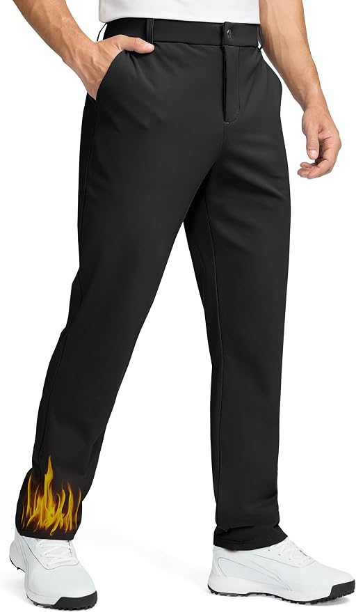 Soothfeel Men's Fleece Lined Pants 30"/32"/34" Golf Work Dress Pants Casual by SoothfeelOnline