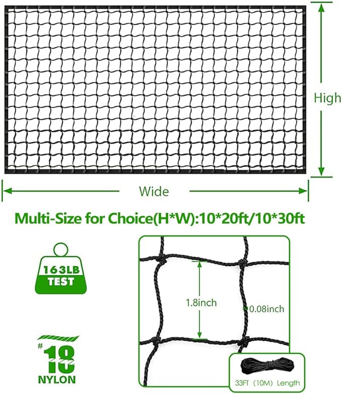 Baseball Softball Backstop Nets, Heavy Duty Sports Netting Barrier #18 Baseball - Image 2
